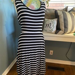 Black and white striped sleeveless dress